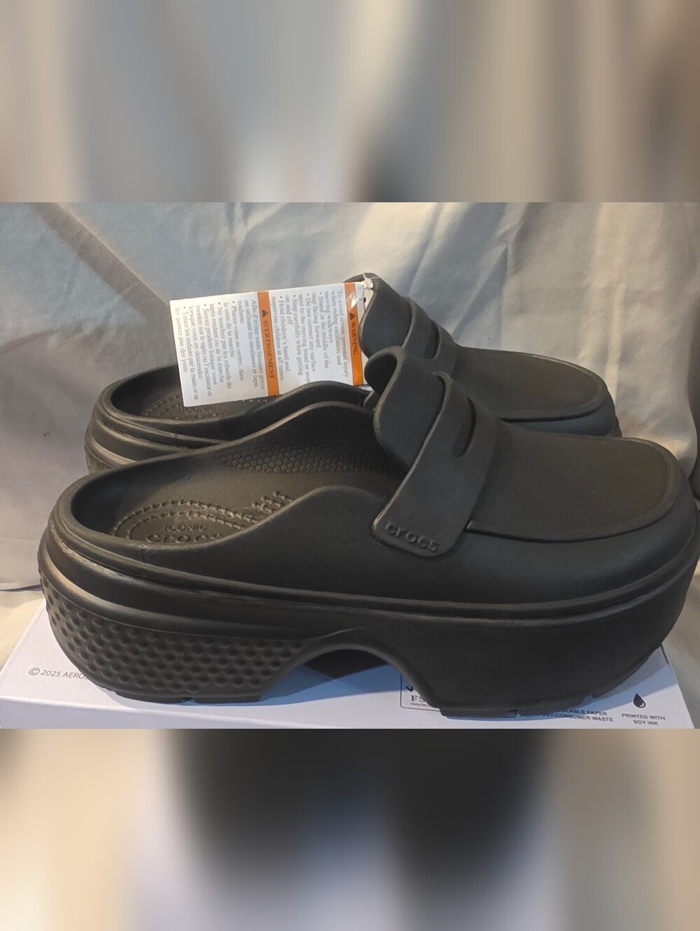Crocs Stomp Loafer Black 209937-060 Women Size 8 NWOB Defect - Picture 3 of 8